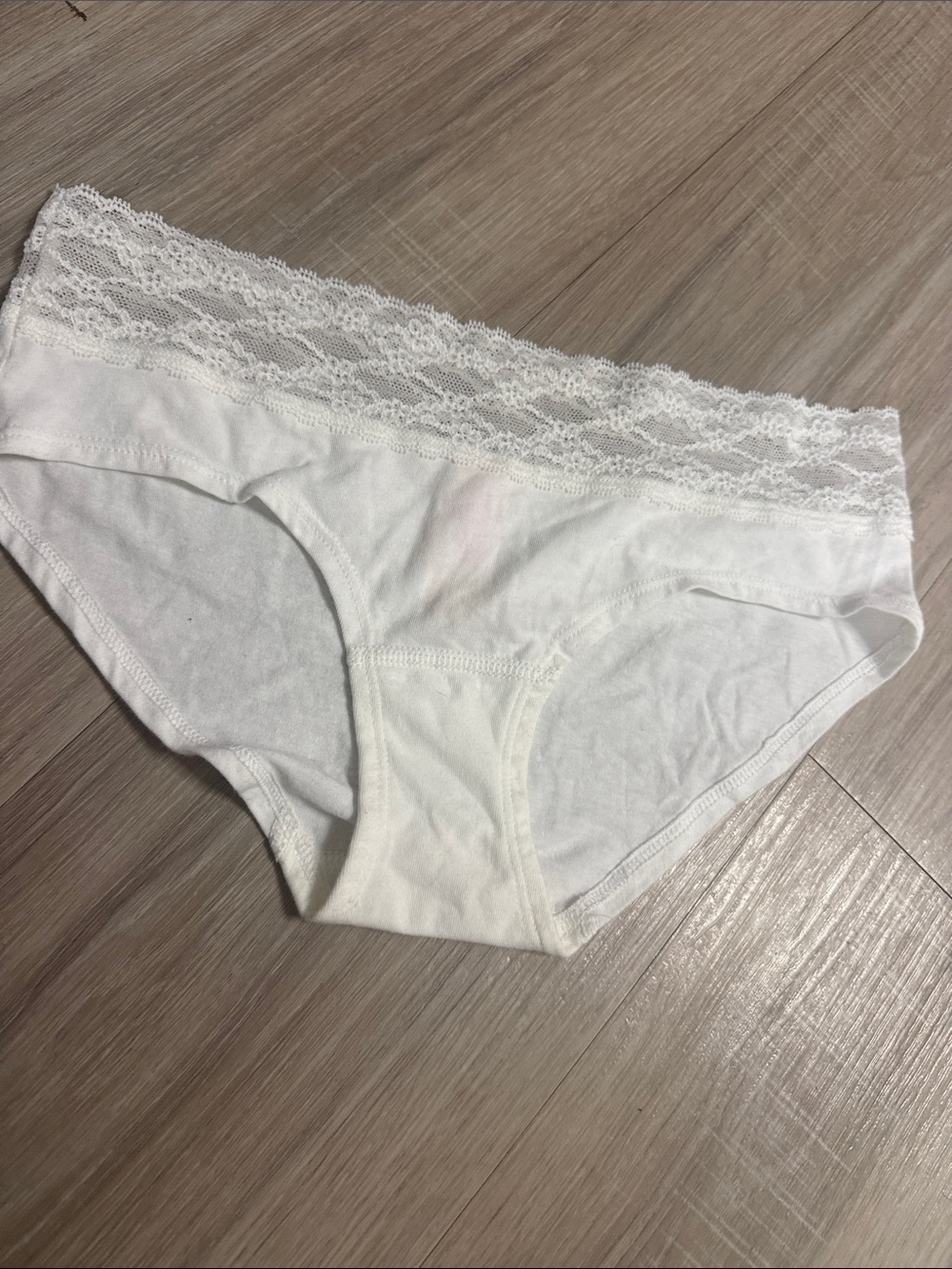 Victoria's Secret White Cotton Bikini with Lace Trim